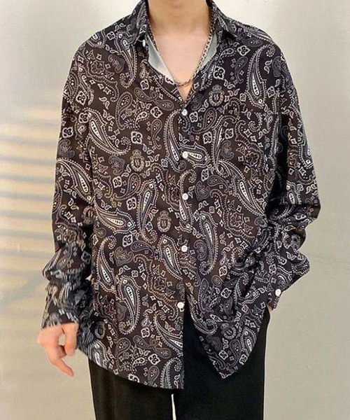 B.I.D.(ビーアイディー)の「《バンダナ柄長袖シャツ/ペイズリー柄(シャツ/ブラウス・レディース・ブラック/ホワイト・FREE)」の10枚目の写真