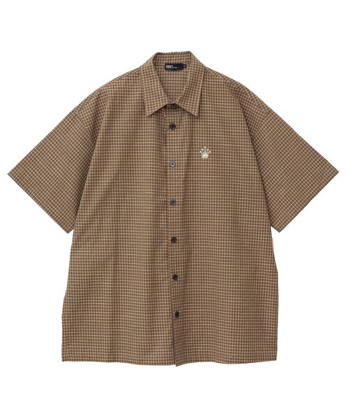<新品未使用>CRAFT STANDARD BOUTIQUE フィッシングシャツ クラブチェック刺繍入り半袖シャツ/CRAFT STANDARD BOUTIQUE