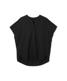 【WEB限定】レーヨンリネンポプリンVネックブラウス