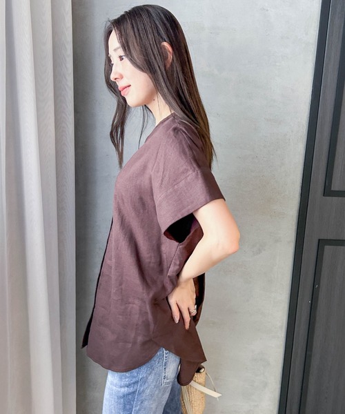 LAUTREAMONT(ロートレアモン)の「【WEB限定】レーヨンリネンポプリンVネックブラウス(シャツ/ブラウス・レディース・イエロー/ベージュ/ブラウン/ブラック・9号)」の21枚目の写真