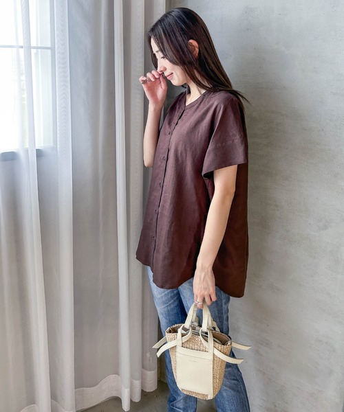 LAUTREAMONT(ロートレアモン)の「【WEB限定】レーヨンリネンポプリンVネックブラウス(シャツ/ブラウス・レディース・イエロー/ベージュ/ブラウン/ブラック・9号)」の22枚目の写真