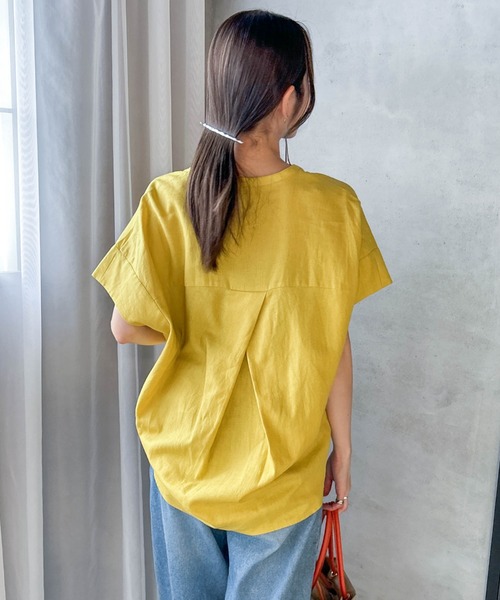 LAUTREAMONT(ロートレアモン)の「【WEB限定】レーヨンリネンポプリンVネックブラウス(シャツ/ブラウス・レディース・イエロー/ベージュ/ブラウン/ブラック・9号)」の10枚目の写真