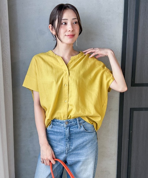 LAUTREAMONT(ロートレアモン)の「【WEB限定】レーヨンリネンポプリンVネックブラウス(シャツ/ブラウス・レディース・イエロー/ベージュ/ブラウン/ブラック・9号)」の9枚目の写真