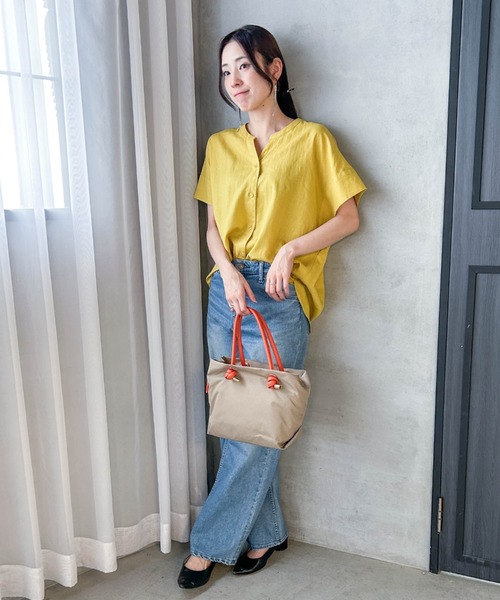 LAUTREAMONT(ロートレアモン)の「【WEB限定】レーヨンリネンポプリンVネックブラウス(シャツ/ブラウス・レディース・イエロー/ベージュ/ブラウン/ブラック・9号)」の8枚目の写真