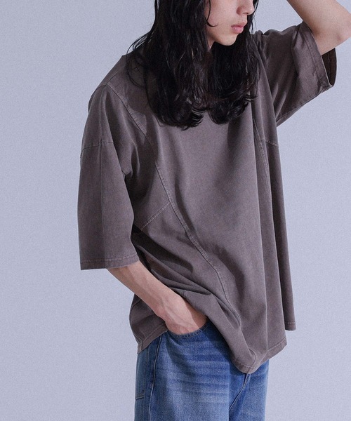 MDR(エムディアール)の「『カーブシームピグメント半袖Tシャツ』(Tシャツ/カットソー・メンズ・ブラウン/ブラック・L/M)」の12枚目の写真