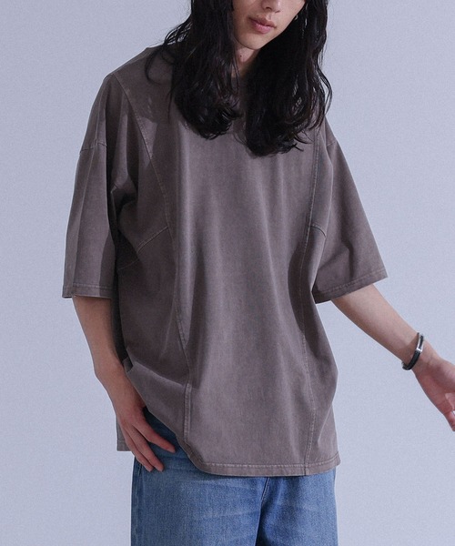 MDR(エムディアール)の「『カーブシームピグメント半袖Tシャツ』(Tシャツ/カットソー・メンズ・ブラウン/ブラック・L/M)」の4枚目の写真
