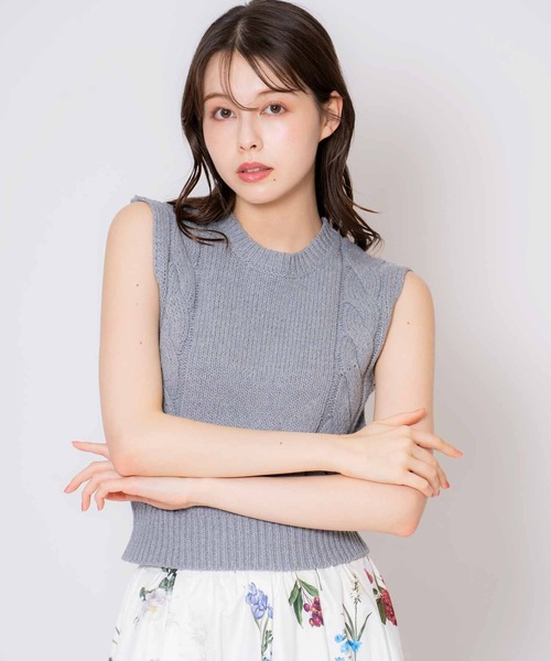 NOELA(ノエラ)の「ケーブルノースリニット(ニット/セーター・レディース・ネイビー/オフホワイト/グレー・フリー)」の21枚目の写真