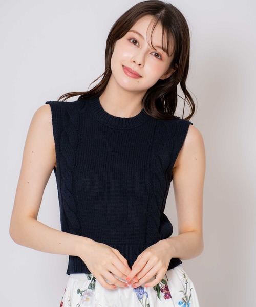 NOELA(ノエラ)の「ケーブルノースリニット(ニット/セーター・レディース・ネイビー/オフホワイト/グレー・フリー)」の17枚目の写真
