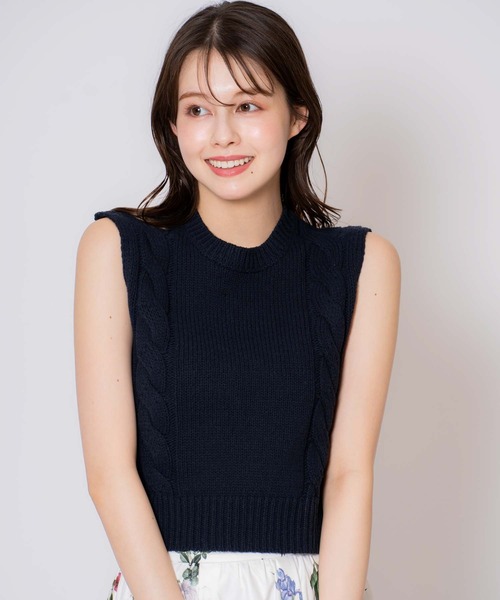 NOELA(ノエラ)の「ケーブルノースリニット(ニット/セーター・レディース・ネイビー/オフホワイト/グレー・フリー)」の15枚目の写真
