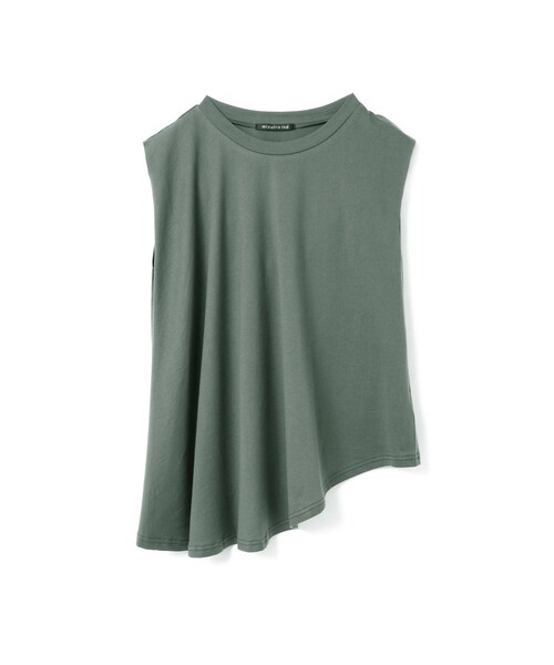 mizuiroind(ミズイロインド)の「mizuiro ind クルーネックアシンメトリープルオーバー(Tシャツ/カットソー・レディース・ブルー/チャコールグレー/ブラック/オフホワイト・FREE)」の4枚目の写真