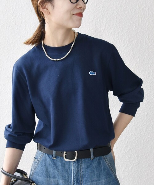 新品タグ付【LACOSTE】ラコステ　正規品　M SHIPS any別注】LACOSTE:〈洗濯機可能〉ピケ クルーネック ロンT