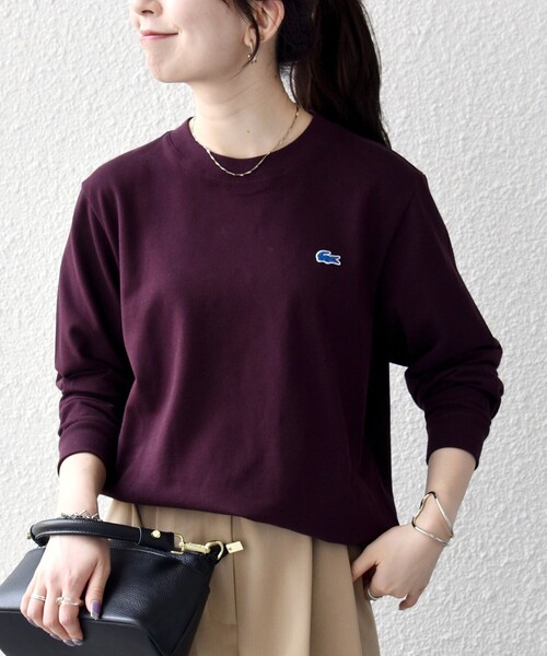 LACOSTE(ラコステ)の「【SHIPS any別注】LACOSTE:〈洗濯機可能〉ピケ クルーネック ロンT 26AW(Tシャツ/カットソー・レディース・ホワイト/ネイビー/ワイン・ONE SIZE)」の3枚目の写真
