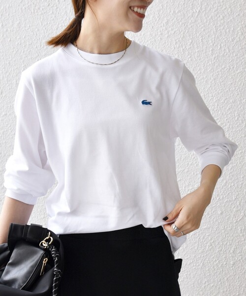 LACOSTE(ラコステ)の「【SHIPS any別注】LACOSTE:〈洗濯機可能〉ピケ クルーネック ロンT 26AW(Tシャツ/カットソー・レディース・ホワイト/ネイビー/ワイン・ONE SIZE)」の6枚目の写真