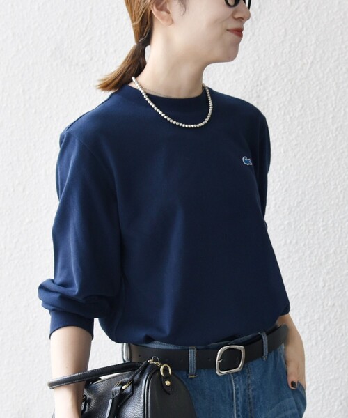 SHIPS any別注】LACOSTE:〈洗濯機可能〉ピケ クルーネック ロンT
