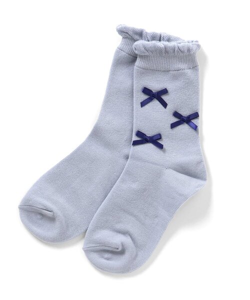 Ampersand（アンパサンド）の「リボンソックス（ソックス/靴下・キッズ・サックスブルー/ベージュ/アイボリー・12/15 /18/21）」の3枚目の写真