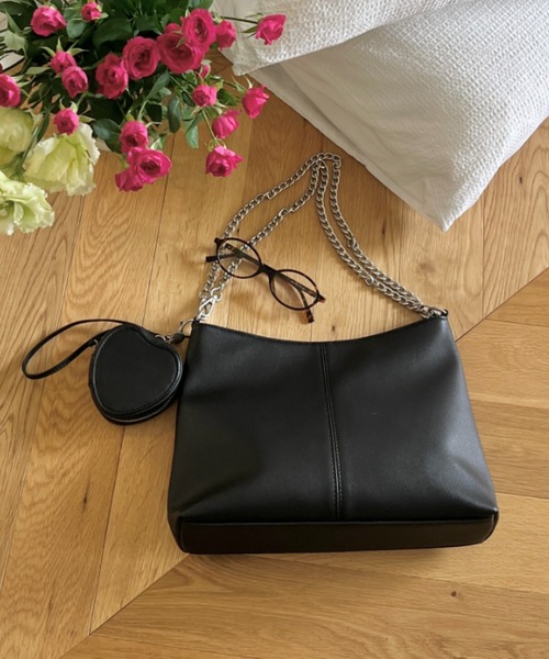 GIUNON ショルダーバッグ ブラウン 2way heart chain bag / 2wayハートチェーンバッグ（ショルダー