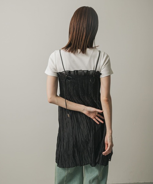 SENSE OF PLACE by URBAN RESEARCH（センスオブプレイスバイアーバンリサーチ）の「シャーリングプリーツミニワンピース（ワンピース・レディース・アイボリー/ブラック/ブラウン・ONE）」の9枚目の写真