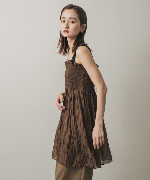 SENSE OF PLACE by URBAN RESEARCH（センスオブプレイスバイアーバンリサーチ）の「シャーリングプリーツミニワンピース（ワンピース・レディース・アイボリー/ブラック/ブラウン・ONE）」の13枚目の写真