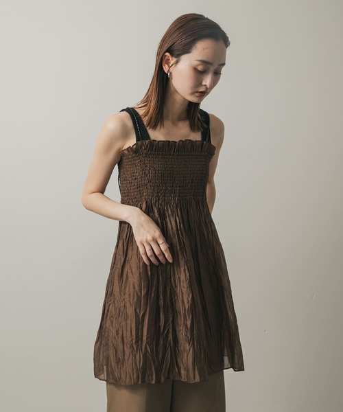 SENSE OF PLACE by URBAN RESEARCH（センスオブプレイスバイアーバンリサーチ）の「シャーリングプリーツミニワンピース（ワンピース・レディース・アイボリー/ブラック/ブラウン・ONE）」の15枚目の写真