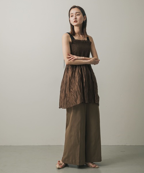 SENSE OF PLACE by URBAN RESEARCH（センスオブプレイスバイアーバンリサーチ）の「シャーリングプリーツミニワンピース（ワンピース・レディース・アイボリー/ブラック/ブラウン・ONE）」の16枚目の写真