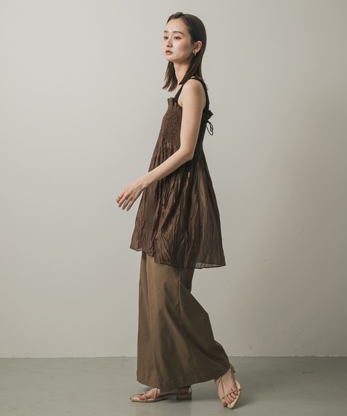 SENSE OF PLACE by URBAN RESEARCH（センスオブプレイスバイアーバンリサーチ）の「シャーリングプリーツミニワンピース（ワンピース・レディース・アイボリー/ブラック/ブラウン・ONE）」の17枚目の写真