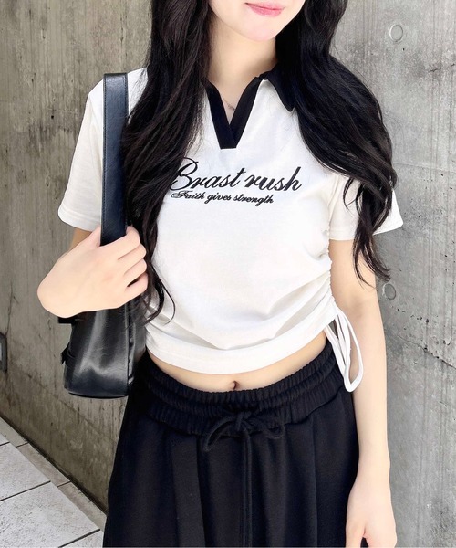 INGNI(イング)の「サイドドロストスキッパー襟配色トップス(Tシャツ/カットソー・レディース・ホワイト×ブラック/ブラック×ホワイト/ベージュ系6・M)」の5枚目の写真