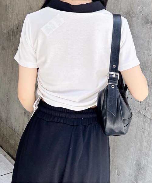 INGNI(イング)の「サイドドロストスキッパー襟配色トップス(Tシャツ/カットソー・レディース・ホワイト×ブラック/ブラック×ホワイト/ベージュ系6・M)」の7枚目の写真