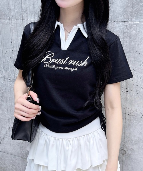 INGNI(イング)の「サイドドロストスキッパー襟配色トップス(Tシャツ/カットソー・レディース・ホワイト×ブラック/ブラック×ホワイト/ベージュ系6・M)」の11枚目の写真