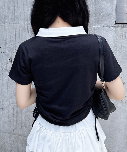 INGNI(イング)の「サイドドロストスキッパー襟配色トップス(Tシャツ/カットソー・レディース・ホワイト×ブラック/ブラック×ホワイト/ベージュ系6・M)」の12枚目の写真