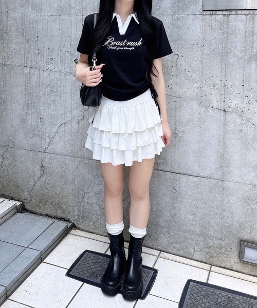 INGNI(イング)の「サイドドロストスキッパー襟配色トップス(Tシャツ/カットソー・レディース・ホワイト×ブラック/ブラック×ホワイト/ベージュ系6・M)」の13枚目の写真