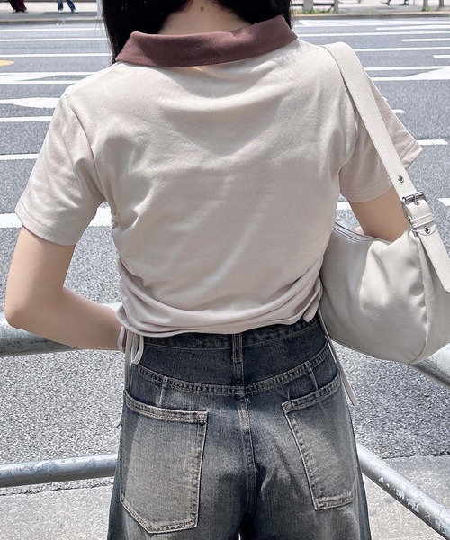 INGNI(イング)の「サイドドロストスキッパー襟配色トップス(Tシャツ/カットソー・レディース・ホワイト×ブラック/ブラック×ホワイト/ベージュ系6・M)」の17枚目の写真