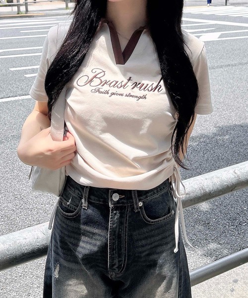 INGNI(イング)の「サイドドロストスキッパー襟配色トップス(Tシャツ/カットソー・レディース・ホワイト×ブラック/ブラック×ホワイト/ベージュ系6・M)」の14枚目の写真