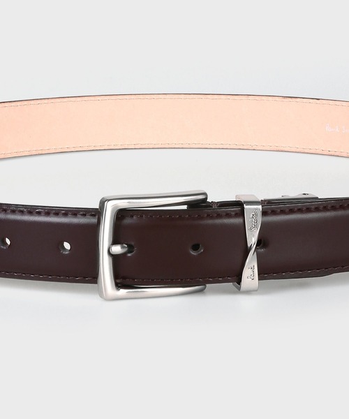 Paul Smith（ポールスミス）の「ツイストループロゴ レザーベルト【250705 FR】（ベルト・メンズ・ブラック/マルーン・FREE）」の5枚目の写真