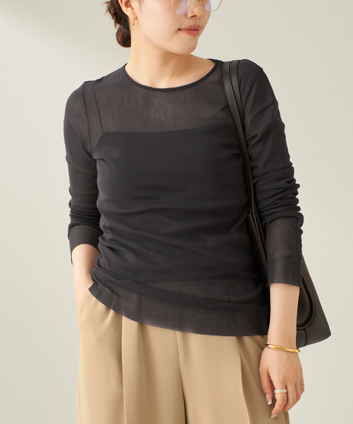 追加》Mesh Sheer ロンT 4（Tシャツ/カットソー）｜Plage