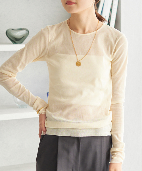 追加》Mesh Sheer ロンT 4（Tシャツ/カットソー）｜Plage（プラージュ