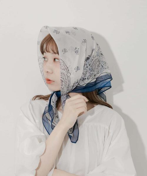 SMELLY(スメリー)の「アソートシアースカーフ(バンダナ/スカーフ・レディース・ネイビー/ドット/ブルー/オレンジ・-)」の8枚目の写真