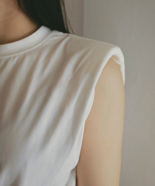 EIMY ISTOIRE(エイミーイストワール)の「ウエストタックノースリトップス(Tシャツ/カットソー・レディース・ブラック/ベージュ/ピンク/ホワイト・F)」の8枚目の写真