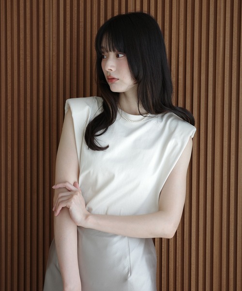 EIMY ISTOIRE(エイミーイストワール)の「ウエストタックノースリトップス(Tシャツ/カットソー・レディース・ブラック/ベージュ/ピンク/ホワイト・F)」の15枚目の写真