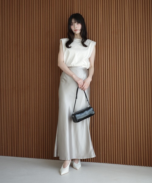 EIMY ISTOIRE(エイミーイストワール)の「ウエストタックノースリトップス(Tシャツ/カットソー・レディース・ブラック/ベージュ/ピンク/ホワイト・F)」の16枚目の写真