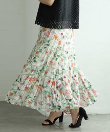 花柄ティアードシフォンスカート