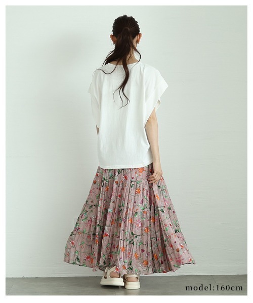 Sawa a la mode(サワアラモード)の「花柄ティアードシフォンスカート(スカート・レディース・ホワイト/ピンク・FREE)」の18枚目の写真