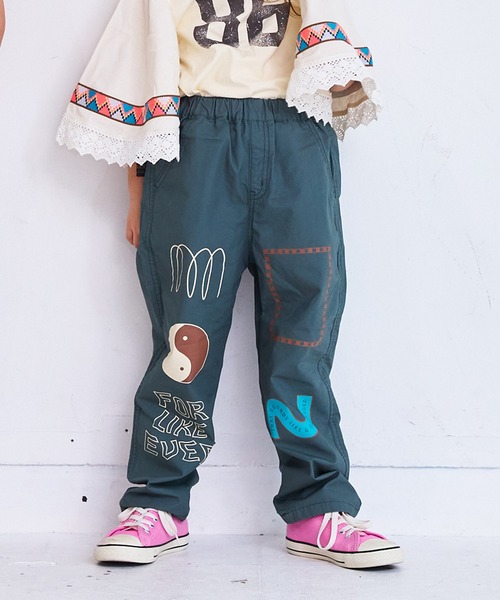 MARKEY'S（マーキーズ）の「ツイルプリントパンツ（チノパンツ・キッズ・オフホワイト/ブラック/ライトピンク/オリーブ・140/130/100/95/90/80/110/150/120）」の3枚目の写真