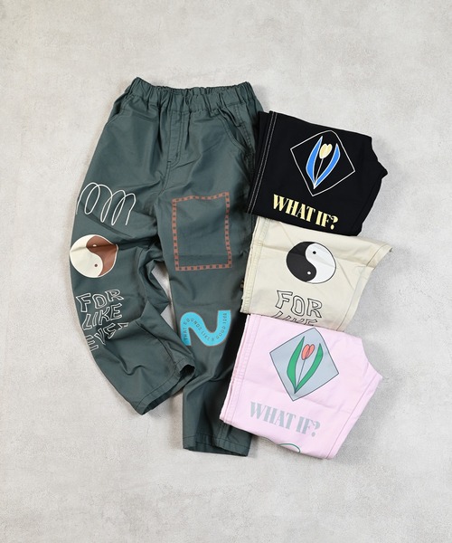 MARKEY'S（マーキーズ）の「ツイルプリントパンツ（チノパンツ・キッズ・オフホワイト/ブラック/ライトピンク/オリーブ・140/130/100/95/90/80/110/150/120）」の7枚目の写真