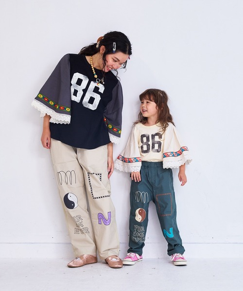 MARKEY'S（マーキーズ）の「ツイルプリントパンツ（チノパンツ・キッズ・オフホワイト/ブラック/ライトピンク/オリーブ・140/130/100/95/90/80/110/150/120）」の9枚目の写真