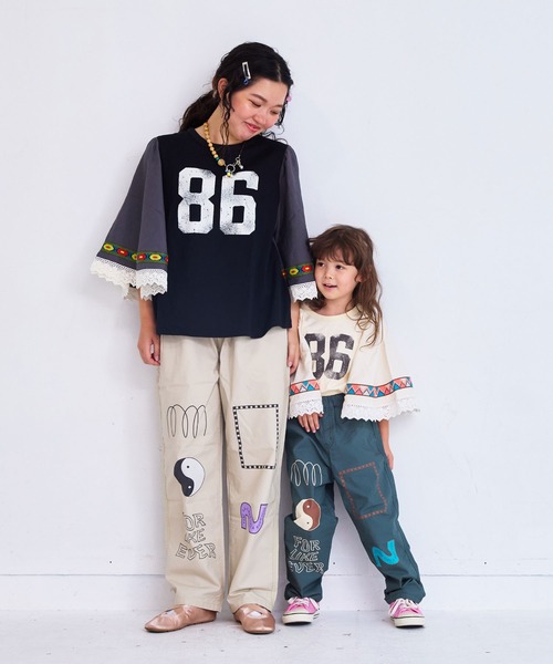 MARKEY'S（マーキーズ）の「ツイルプリントパンツ（チノパンツ・キッズ・オフホワイト/ブラック/ライトピンク/オリーブ・140/130/100/95/90/80/110/150/120）」の8枚目の写真