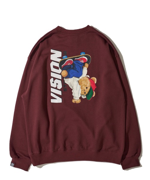 VISION STREET WEAR（ヴィジョンストリートウェア）の「【VISION STREET WEAR】オリジナルグラフィック スケーターベアー クルーネックスウェットプルオーバー（スウェット・レディース・チャコールグレー/ワインレッド/ライトグレー・LARGE/MEDIUM/X-LARGE）」の9枚目の写真