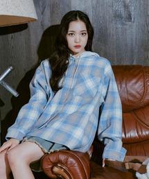 repipi armario | チェックフードシャツジャケット(その他アウター)