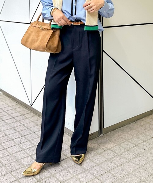 NOLLEY’S(ノーリーズ)の「《セットアップ対応》ウォッシャブルウール調セミワイドパンツ(その他パンツ・レディース・ネイビー/ベージュ/ブラウン・38/36/34/40)」の3枚目の写真