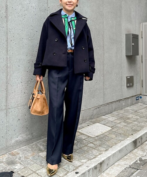 NOLLEY’S(ノーリーズ)の「《セットアップ対応》ウォッシャブルウール調セミワイドパンツ(その他パンツ・レディース・ネイビー/ベージュ/ブラウン・38/36/34/40)」の6枚目の写真