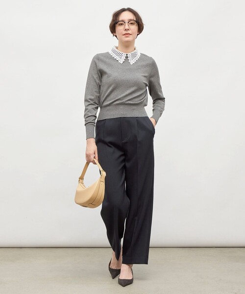 NOLLEY’S(ノーリーズ)の「《セットアップ対応》ウォッシャブルウール調セミワイドパンツ(その他パンツ・レディース・ネイビー/ベージュ/ブラウン・38/36/34/40)」の10枚目の写真